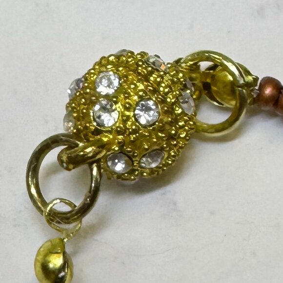 Vintage Boho Necklace Wood Beads & 3 Copper Tone Pendants 18 inches - Picture 7 of 8